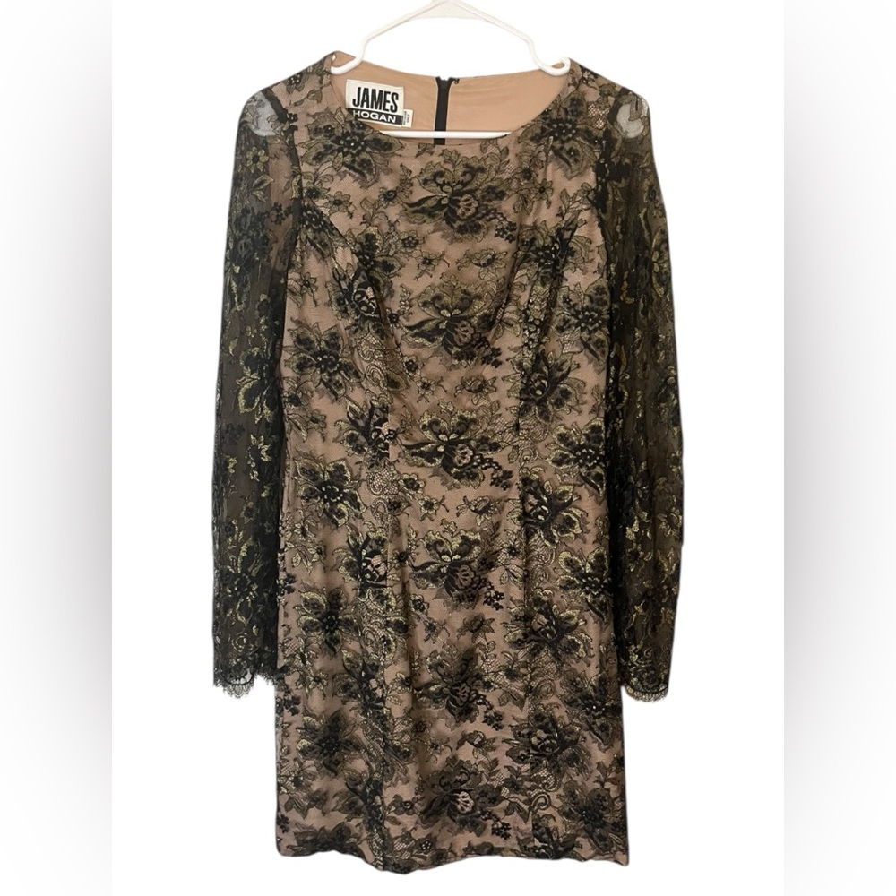 Vintage 90s James Hogan Lace Overlay Dress Size S
